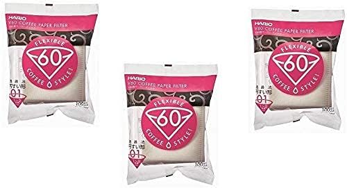 Hario 01 100-Count Coffee White Paper Filters, 3-Pack Set (Total of 300 Sheets) (Japan import) by Hario