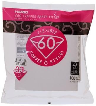 Hario 03 100-Count Coffee White Paper Filters, 3-Pack Set (Total of 300 Sheets) (Japan import)