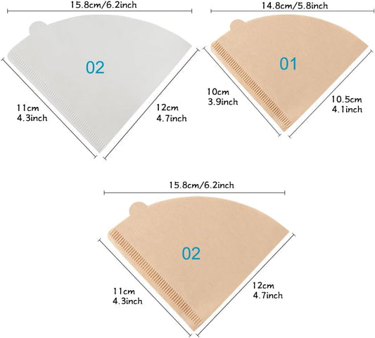 YQL Coffee Filter Paper,Size02 200 Count Natural Unbleached Disposable Coffee Filters Paper Fit for Drip Coffee Dripper