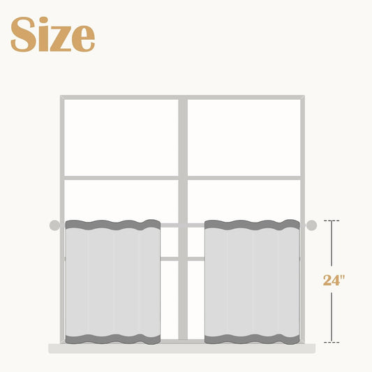 jinchan Linen Blend Kitchen Tier Curtains, 24 Inch, White, 2 Panels