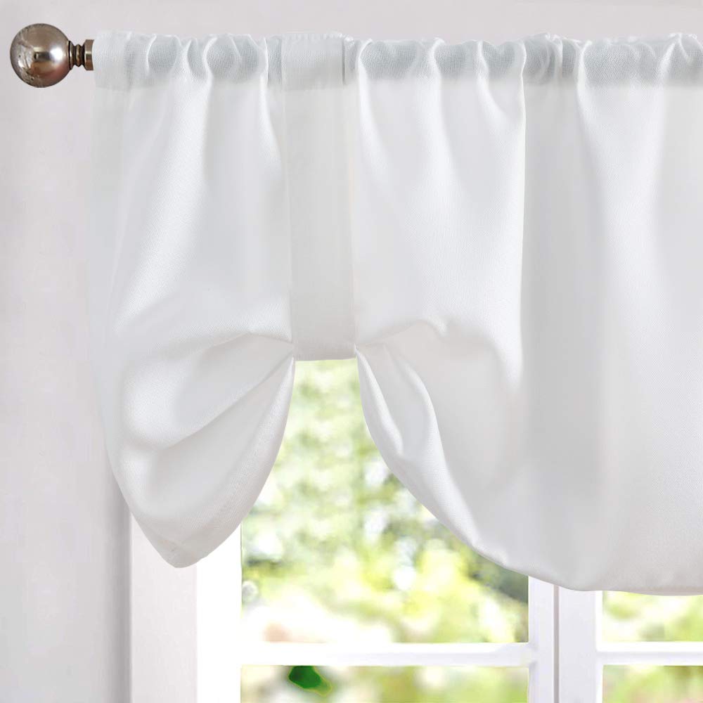 jinchan Swag Valance for Windows 36 Inch Length Farmhouse 2 Panels Beige