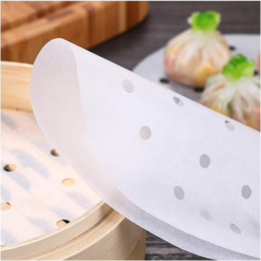 300pcs Air Fryer Liners 7.5 inch Premium Round Bamboo Steamer Liners