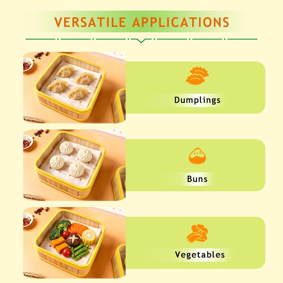 100 Pcs Steamer Liner, Perforated Disposable Steamer Paper, Food-Grade Non-Stick Parchment Liners for Steaming Buns, Dumplings Steamer Mats for Steam Pots (7.87"×11.8")