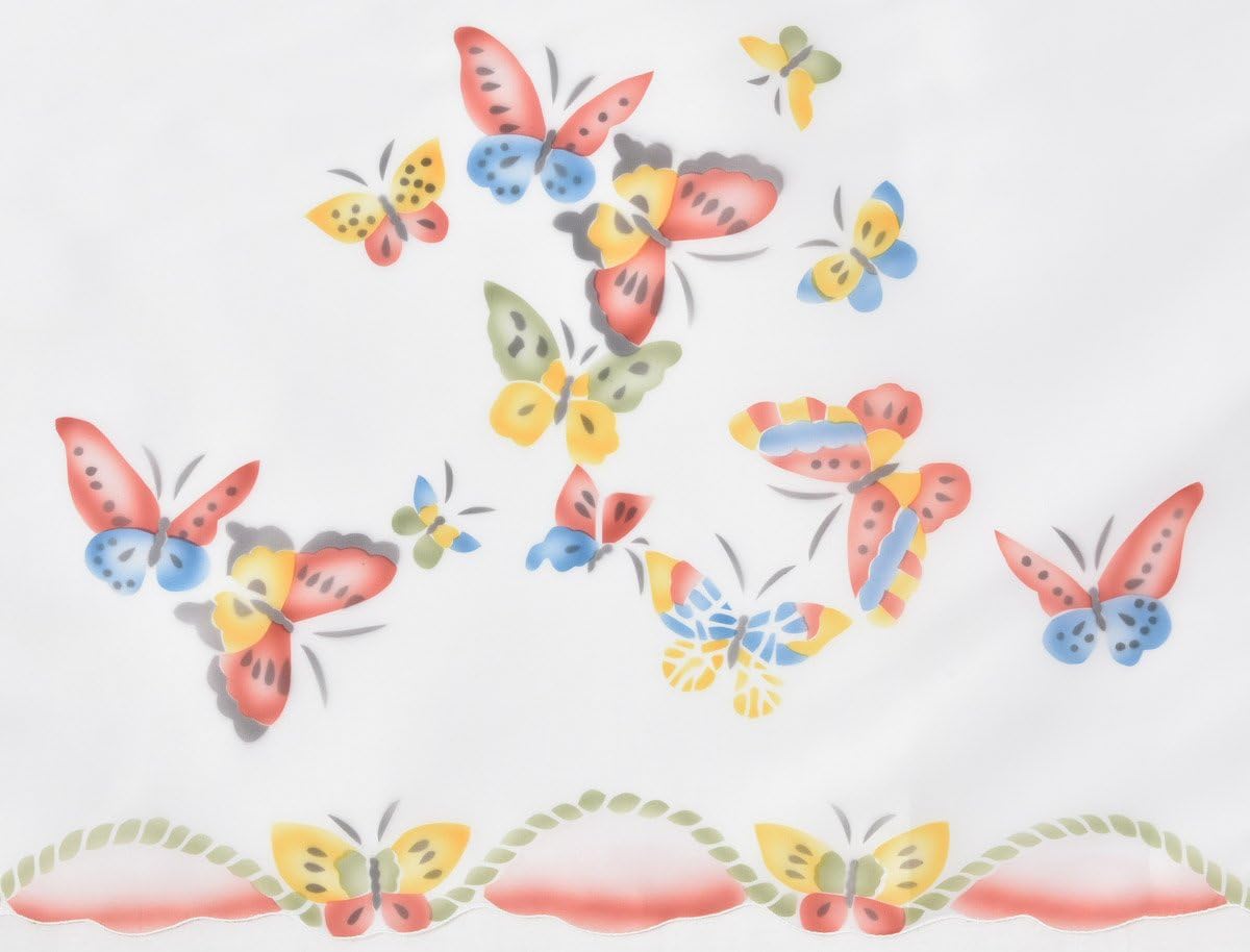 GOHD 3pcs Kitchen Curtain Set,Air-Brushed Butterfly by Hand,24" Tiers Set