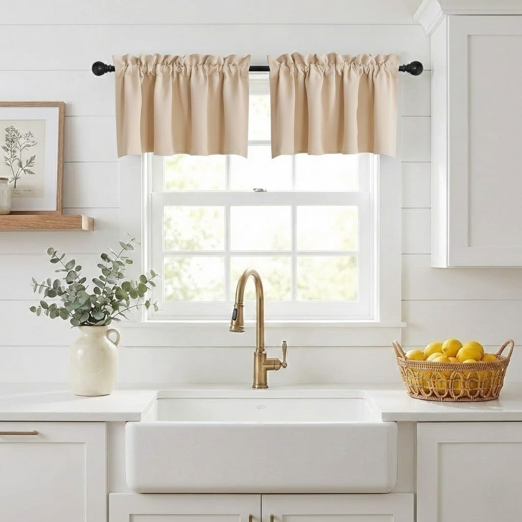 NICETOWN Burgundy Swag Curtains for Kitchen Over Sink 36 x 63 inches Long
