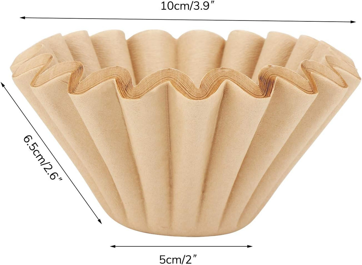 EUSOAR 1-4 Cup Disposable Coffee Filters, 100 count Filter Replacement, Natural Brown Unbleached, fit small Basket Style Single Serve Coffee Makers, for Home Office Use Pour Over and Drip Coffee Maker