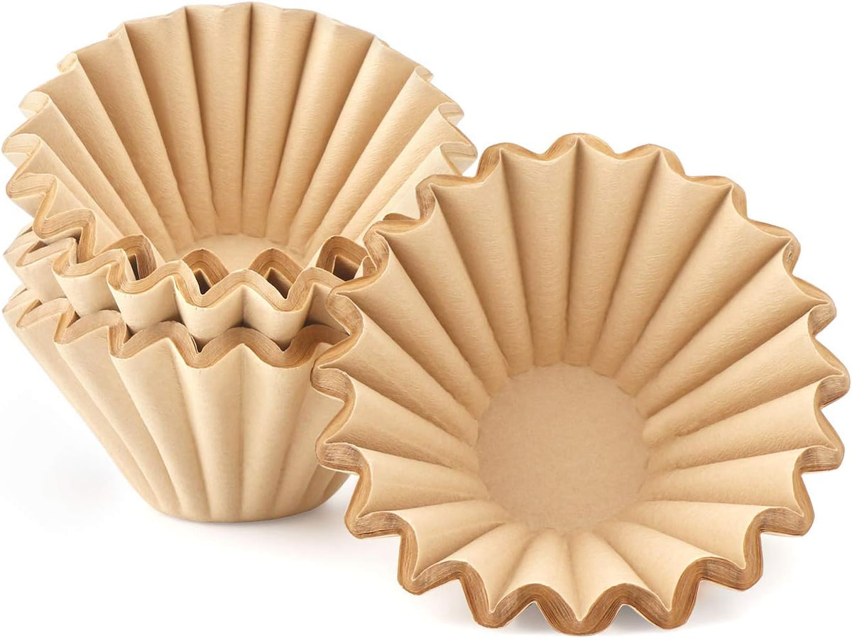 EUSOAR 1-4 Cup Disposable Coffee Filters, 100 count Filter Replacement, Natural Brown Unbleached, fit small Basket Style Single Serve Coffee Makers, for Home Office Use Pour Over and Drip Coffee Maker