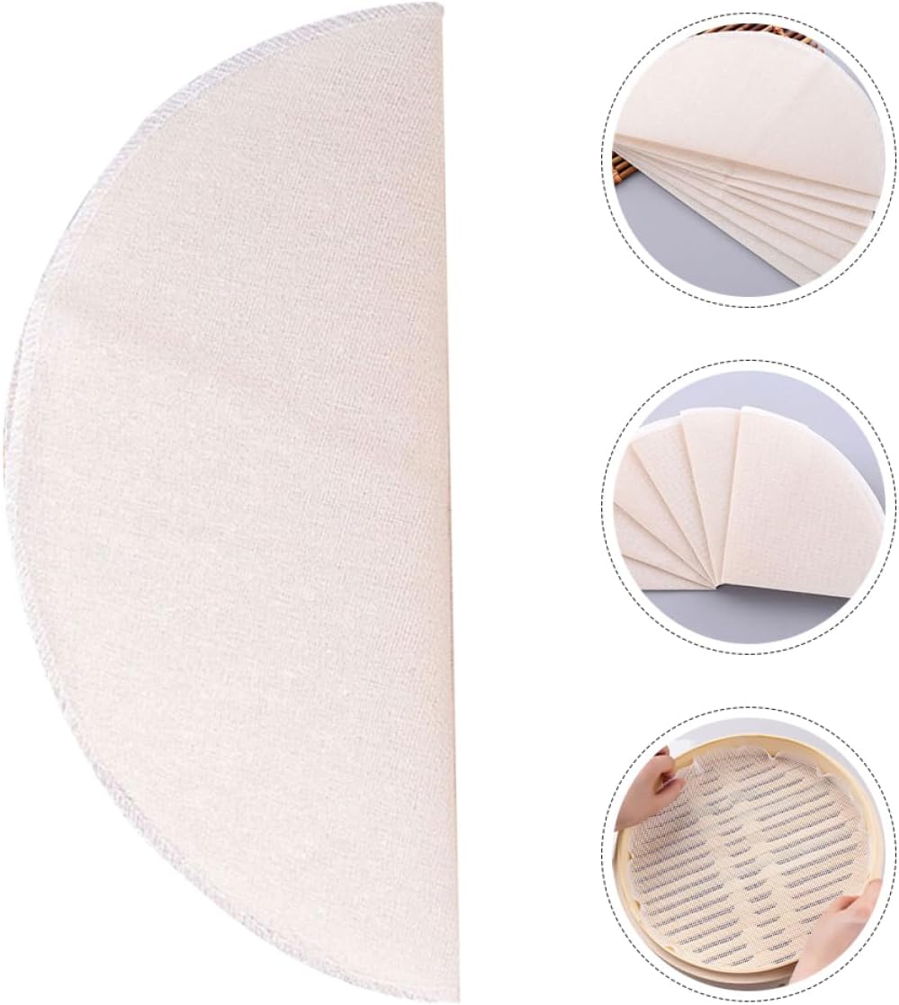 Garneck 10pcs Cotton Steamer Liners Reusable Round Mats for Steamed Buns and Dumplings Non-stick Cooking Breathable Design for Even Cooking and