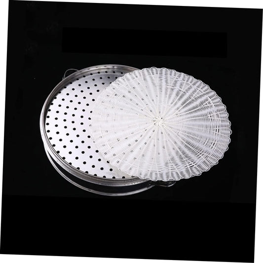 2pcs Non-stick Imitation Rattan Steamer Mats Round Steaming Pads for Steamed Buns and Dim Sum Food Grade Reusable