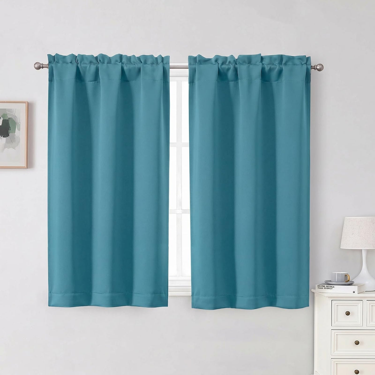 Chyhomenyc Short Black Out Curtains 36 Inch Length, 2 Panels, Black