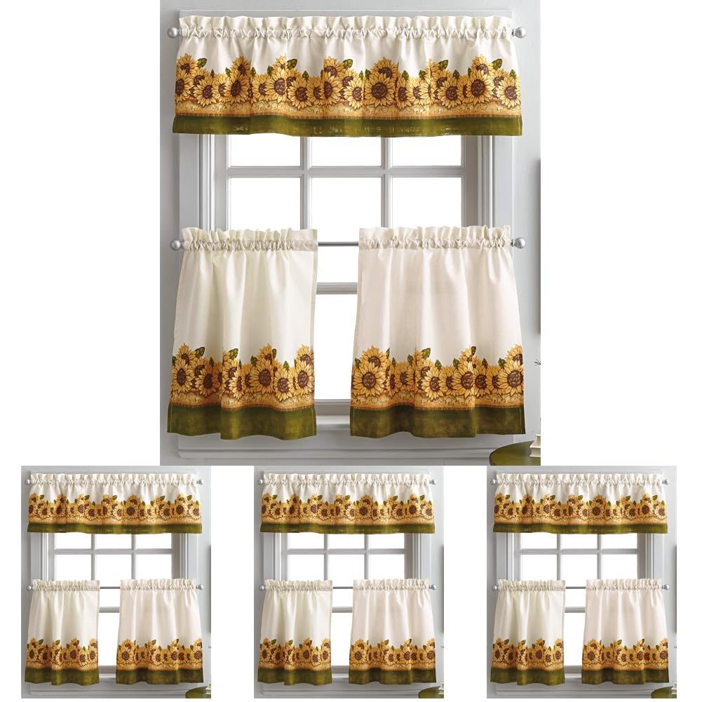 Curtainworks Sunflower Garden Tier & Valance Set, 56 x 36 Yellow, 3-Piece