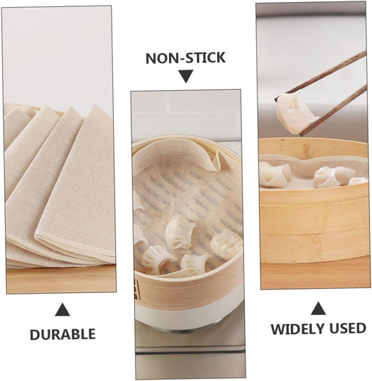 SOLUSTRE 1Set Pure Cotton Cloths Cooking Mats for Dumplings Buns and Steamed Foods and Space Saving Gauze for Healthy Cooking
