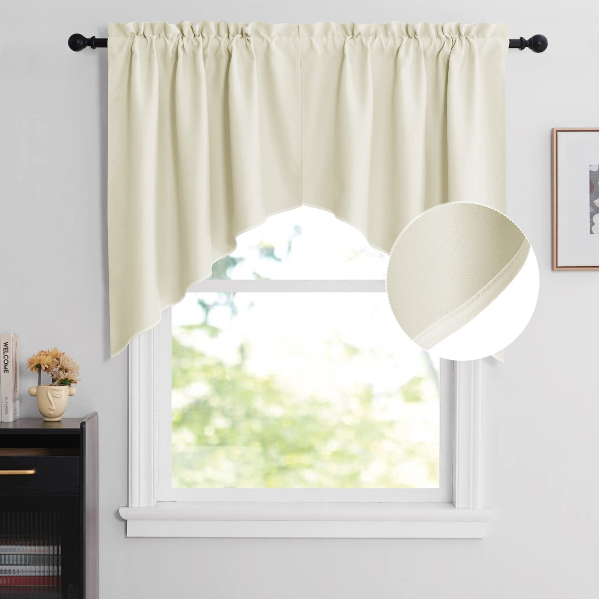 NICETOWN Burgundy Swag Curtains for Kitchen Over Sink 36 x 63 inches Long