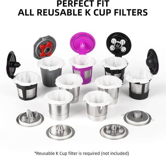 Fanativita 200ct Disposable Coffee Filters for Reusable K Cups, White