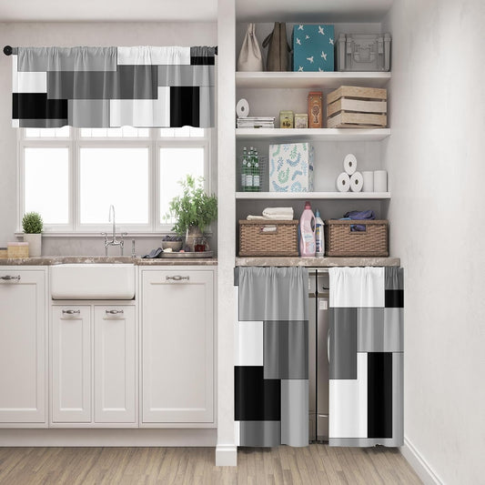 Kitchen Curtains Sets for Windows 52x36 Inch 3 Pack, Geometric