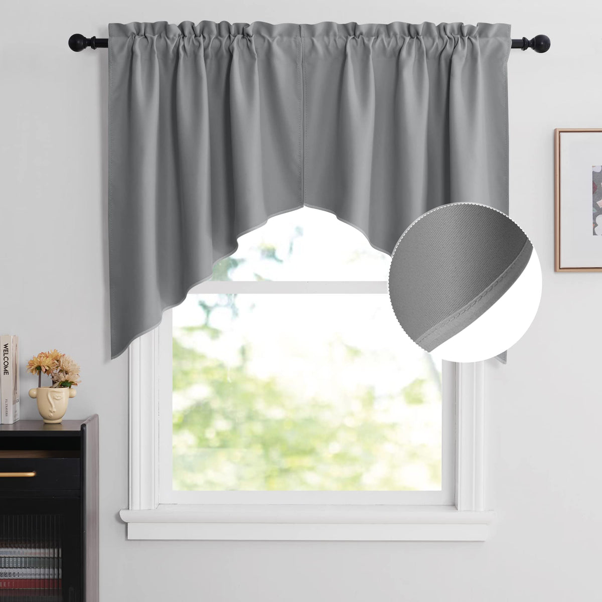 NICETOWN Burgundy Swag Curtains for Kitchen Over Sink 36 x 63 inches Long