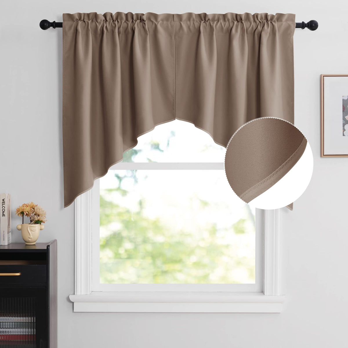 NICETOWN Burgundy Swag Curtains for Kitchen Over Sink 36 x 63 inches Long