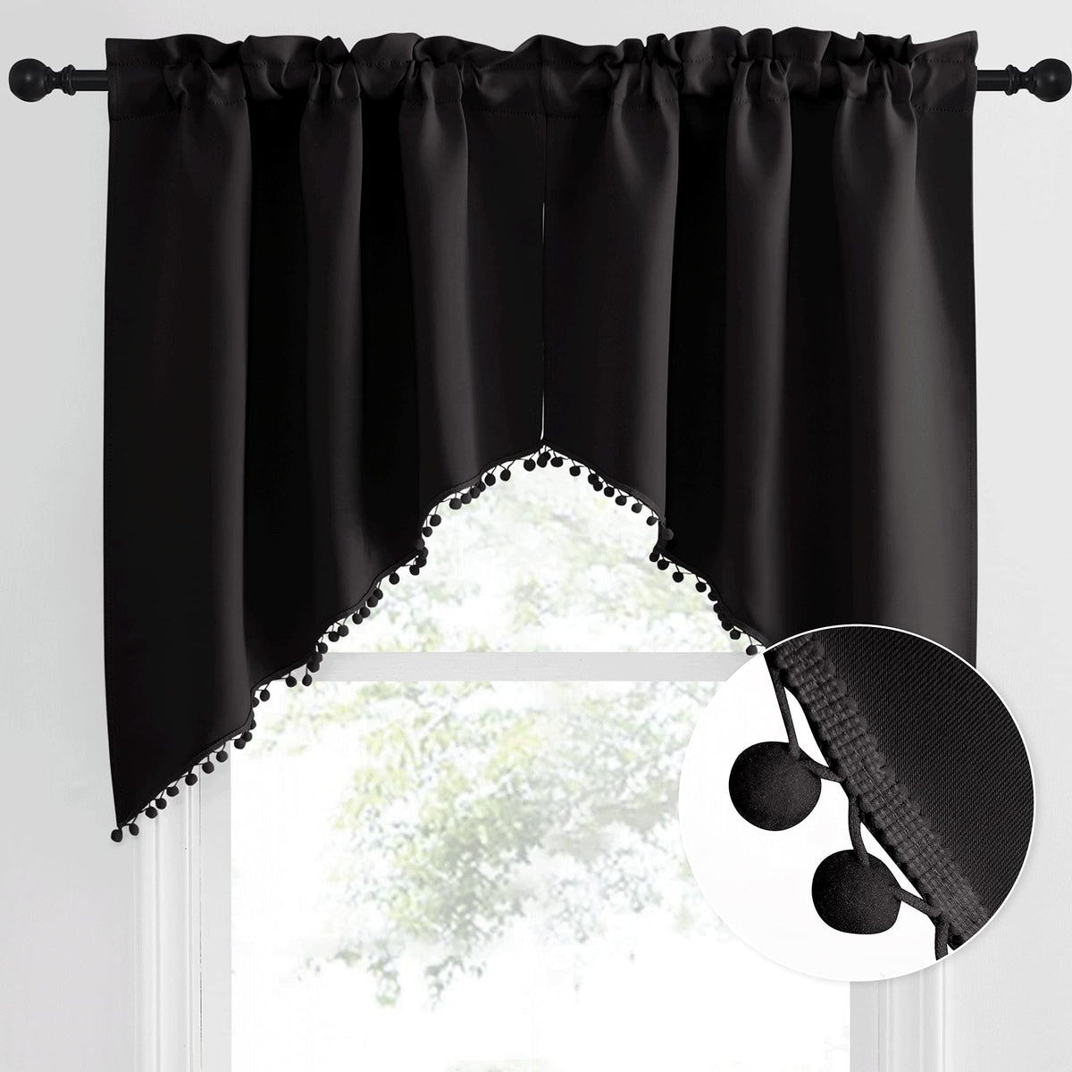 NICETOWN Burgundy Swag Curtains for Kitchen Over Sink 36 x 63 inches Long
