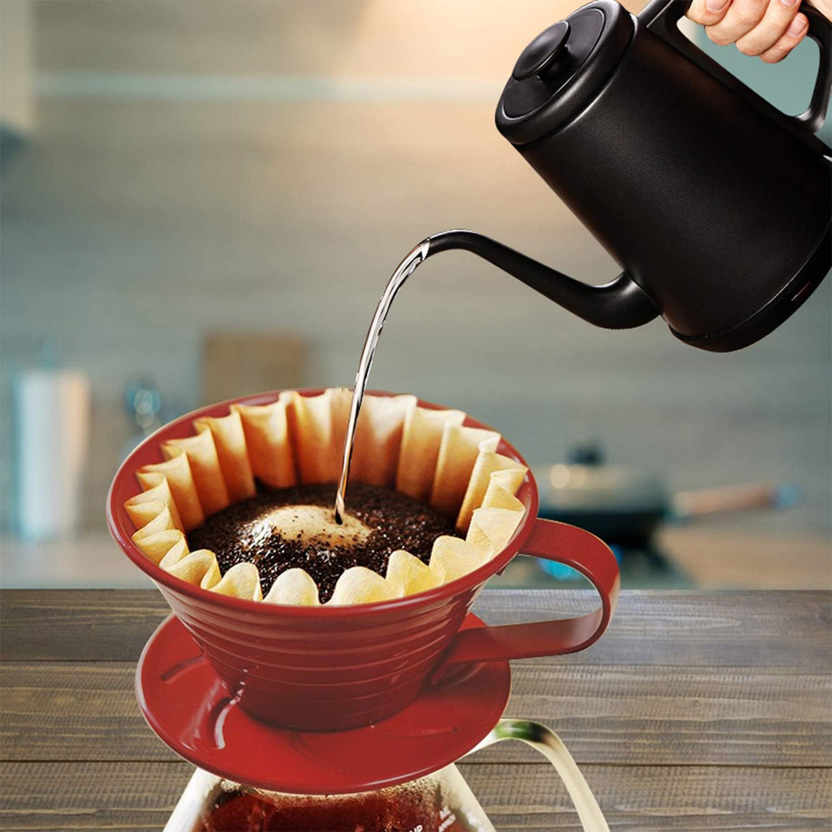 EUSOAR 1-4 Cup Disposable Coffee Filters, 100 count Filter Replacement, Natural Brown Unbleached, fit small Basket Style Single Serve Coffee Makers, for Home Office Use Pour Over and Drip Coffee Maker
