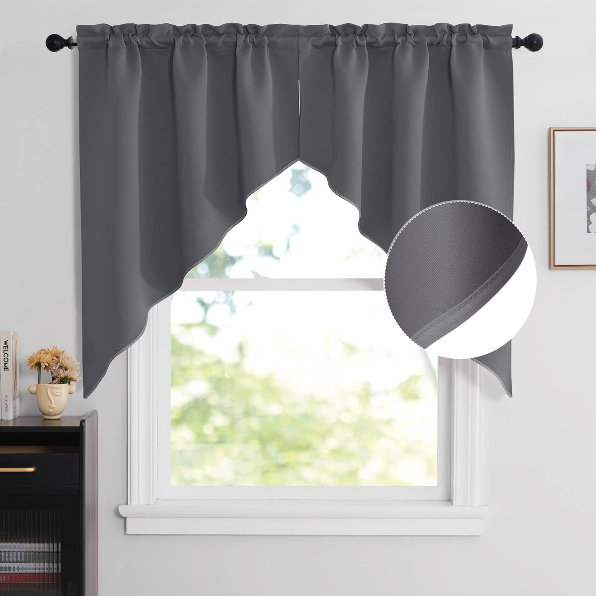 NICETOWN Burgundy Swag Curtains for Kitchen Over Sink 36 x 63 inches Long