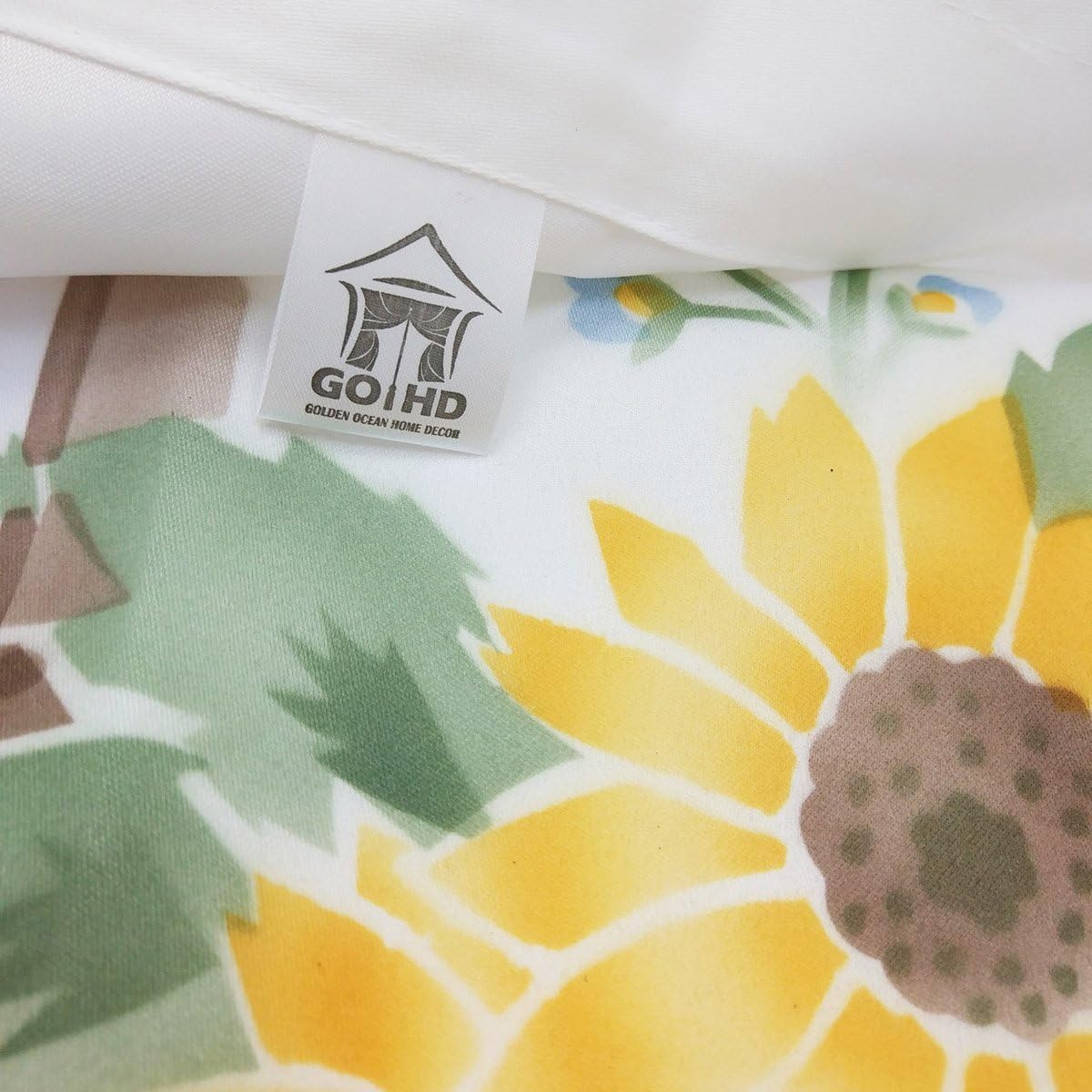 GOHD 3pcs Farmhouse Kitchen Cafe Curtain Set Air Brushed by Hand of Sunflower and Butterfly Design on Thick Satin Fabric (Swag and 36 inches Tiers Set)