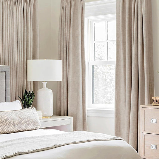 MIULEE 100% Blackout Linen Curtains for Bedroom 52x54 Inches Natural Beige