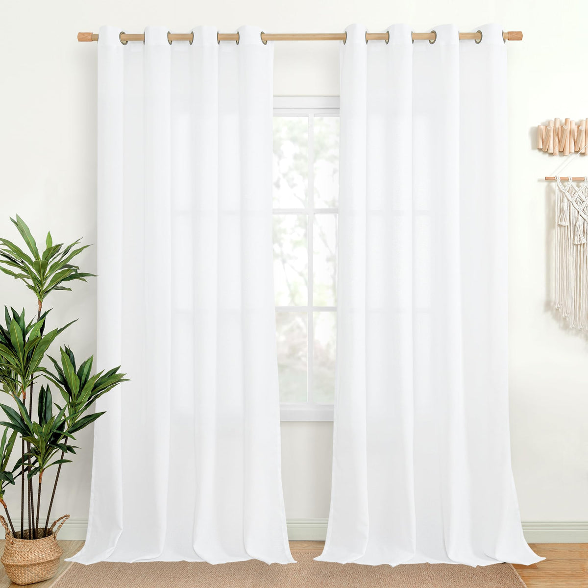 YoungsTex Linen Kitchen Window Curtains 40 Inch Length 2 Panels
