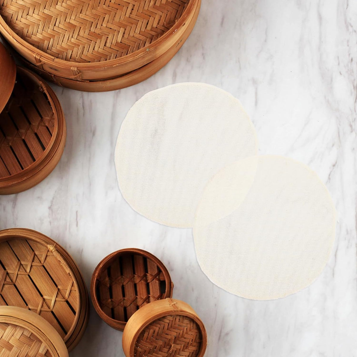 20pcs Cotton round Steamer Liner Mat 22cm Food Steaming Cloth