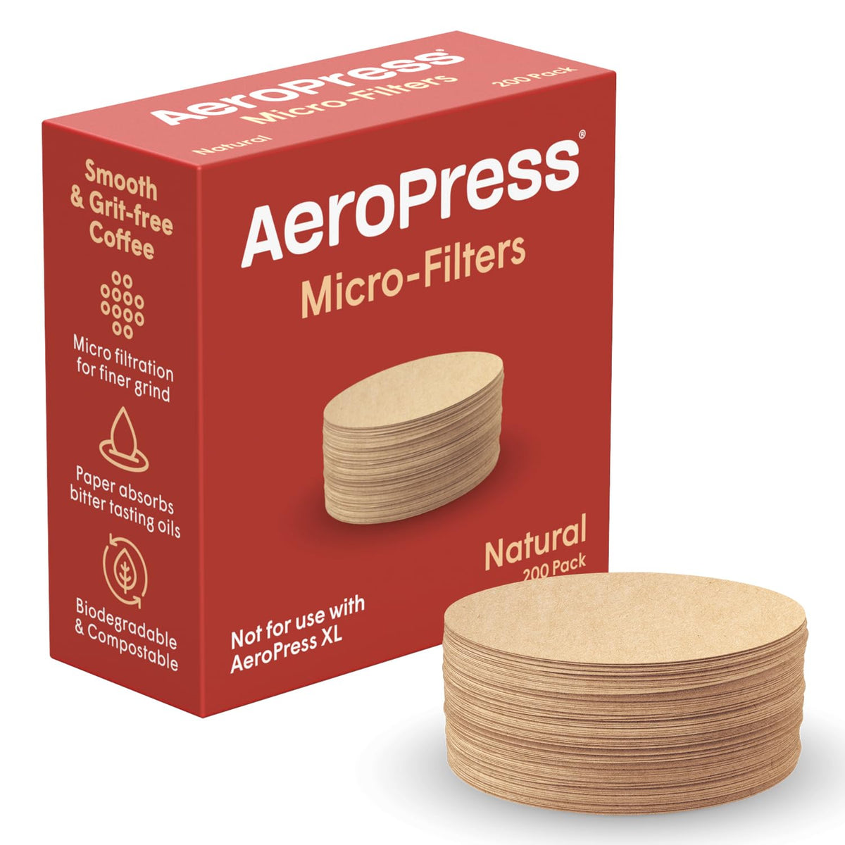 AeroPress XL Natural Paper Micro-Filters, XL Size, 200 Count