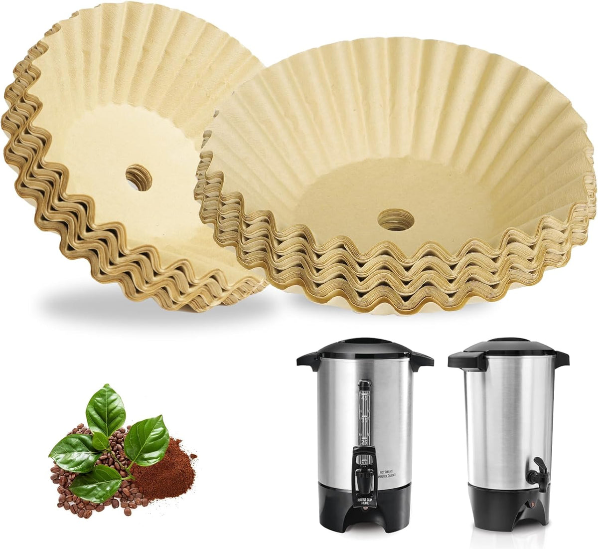 150Pcs Unbleached Paper Coffee Filters for Hamilton Beach 45 Cup 40515G