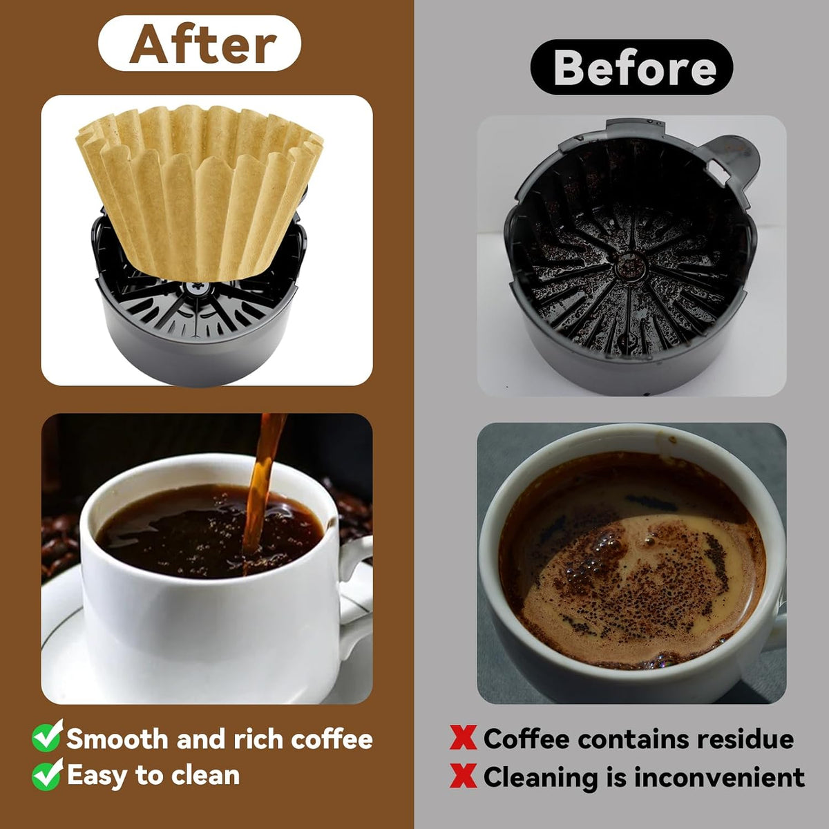 300 Pcs Unbleached 5 Cup Coffee Filter for Mr Coffee Maker Black and Decker