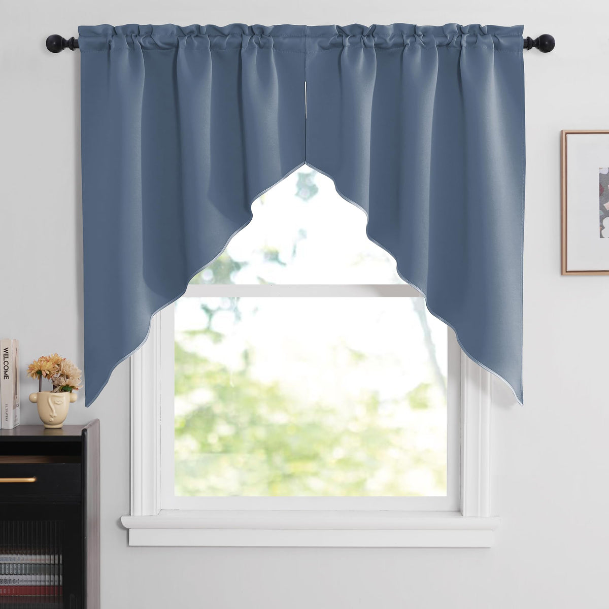NICETOWN Burgundy Swag Curtains for Kitchen Over Sink 36 x 63 inches Long