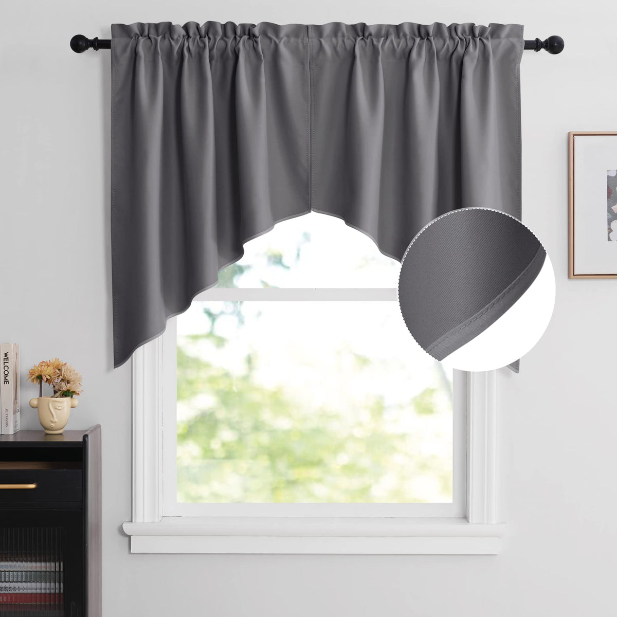 NICETOWN Burgundy Swag Curtains for Kitchen Over Sink 36 x 63 inches Long