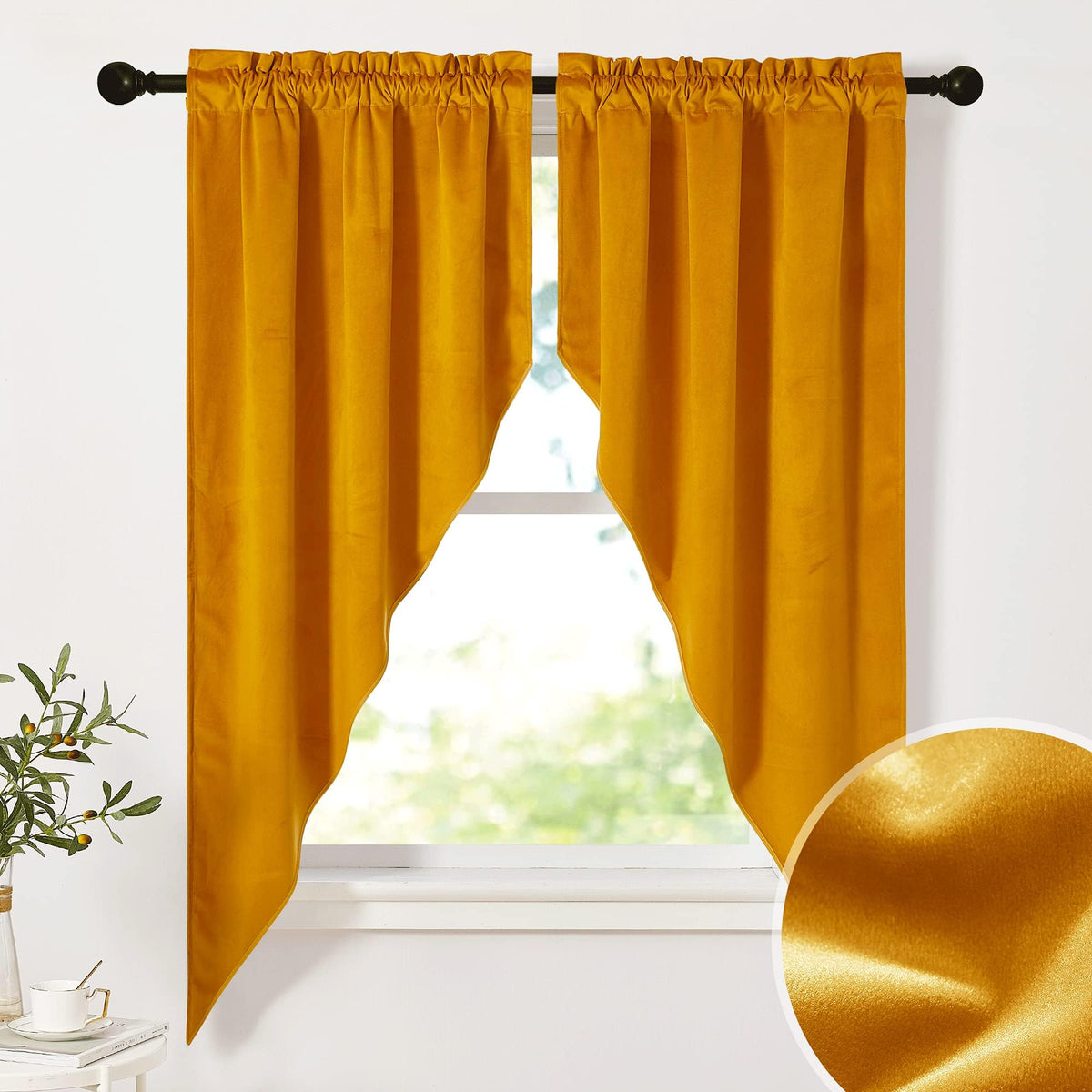 NICETOWN Burgundy Swag Curtains for Kitchen Over Sink 36 x 63 inches Long