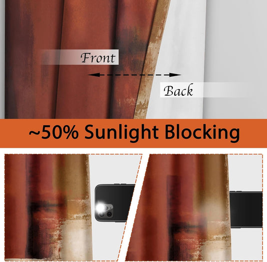 Asuexpect Burnt Orange Abstract Curtains for Kitchen, 26W x 36L, 2 Panels