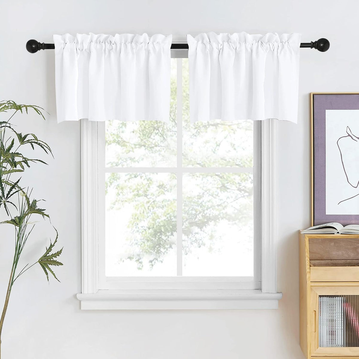 NICETOWN Burgundy Swag Curtains for Kitchen Over Sink 36 x 63 inches Long
