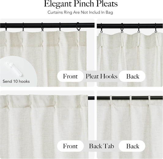 RYB HOME Pinch Pleated Kitchen Curtains Over Sink 36 Inches for Bathroom