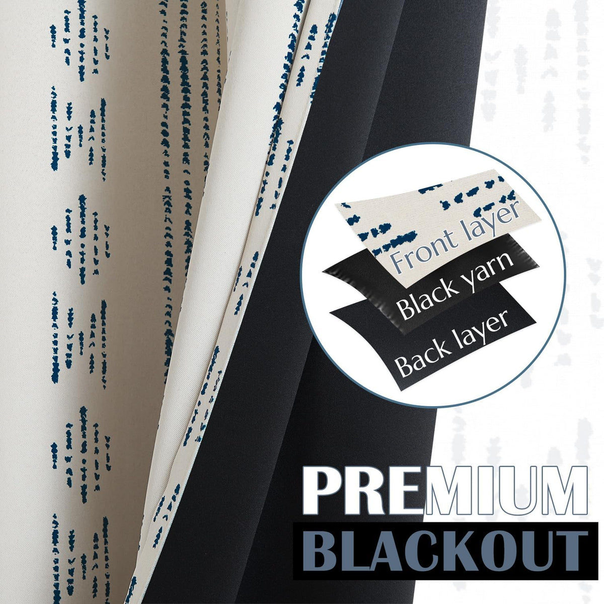 jinchan Blackout Kitchen Tier Curtains 36 Inch Rod Pocket Blue on Beige