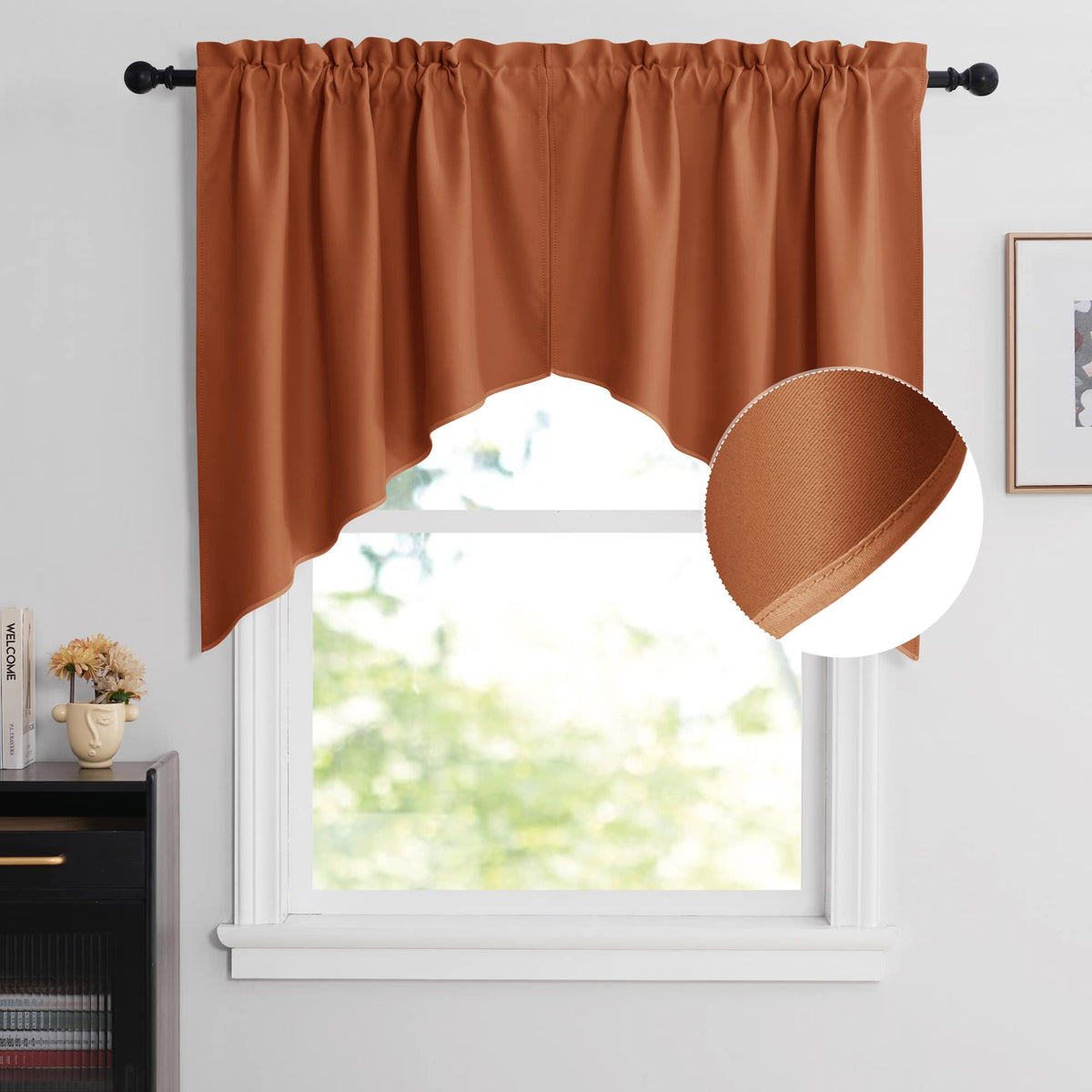 NICETOWN Burgundy Swag Curtains for Kitchen Over Sink 36 x 63 inches Long