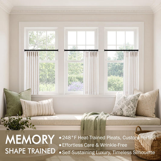 MIULEE Pinch Pleated Thick Linen Curtains 36 Inches Long 2 Panels Natural