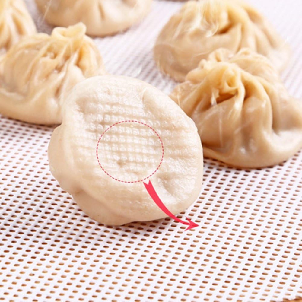 INCHANT Silicone Steamer Mesh Mats, Reusable Non-Stick Round Steamer Pad, Steamed Buns Baking Pastry Mat, 40cm in Diameter, Set of 3