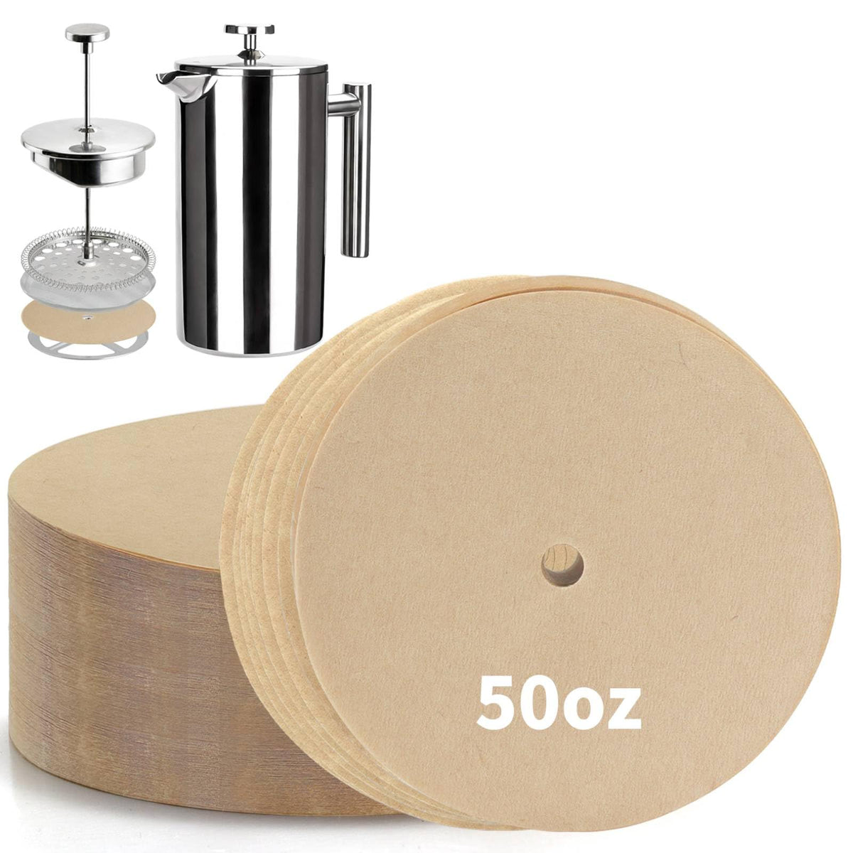 150 Pcs Disposable Coffee Filters for Bodum French Press 34 Oz