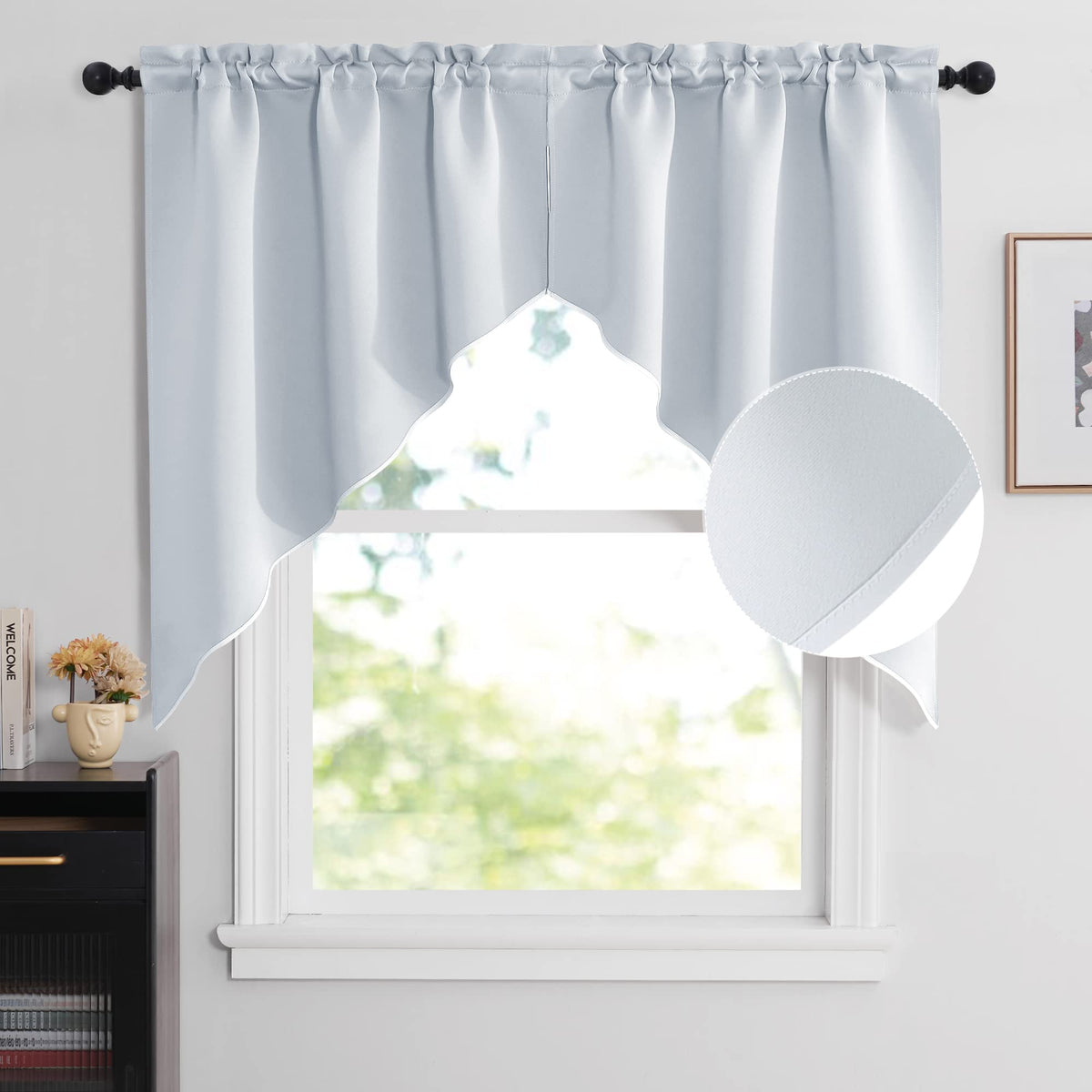 NICETOWN Burgundy Swag Curtains for Kitchen Over Sink 36 x 63 inches Long