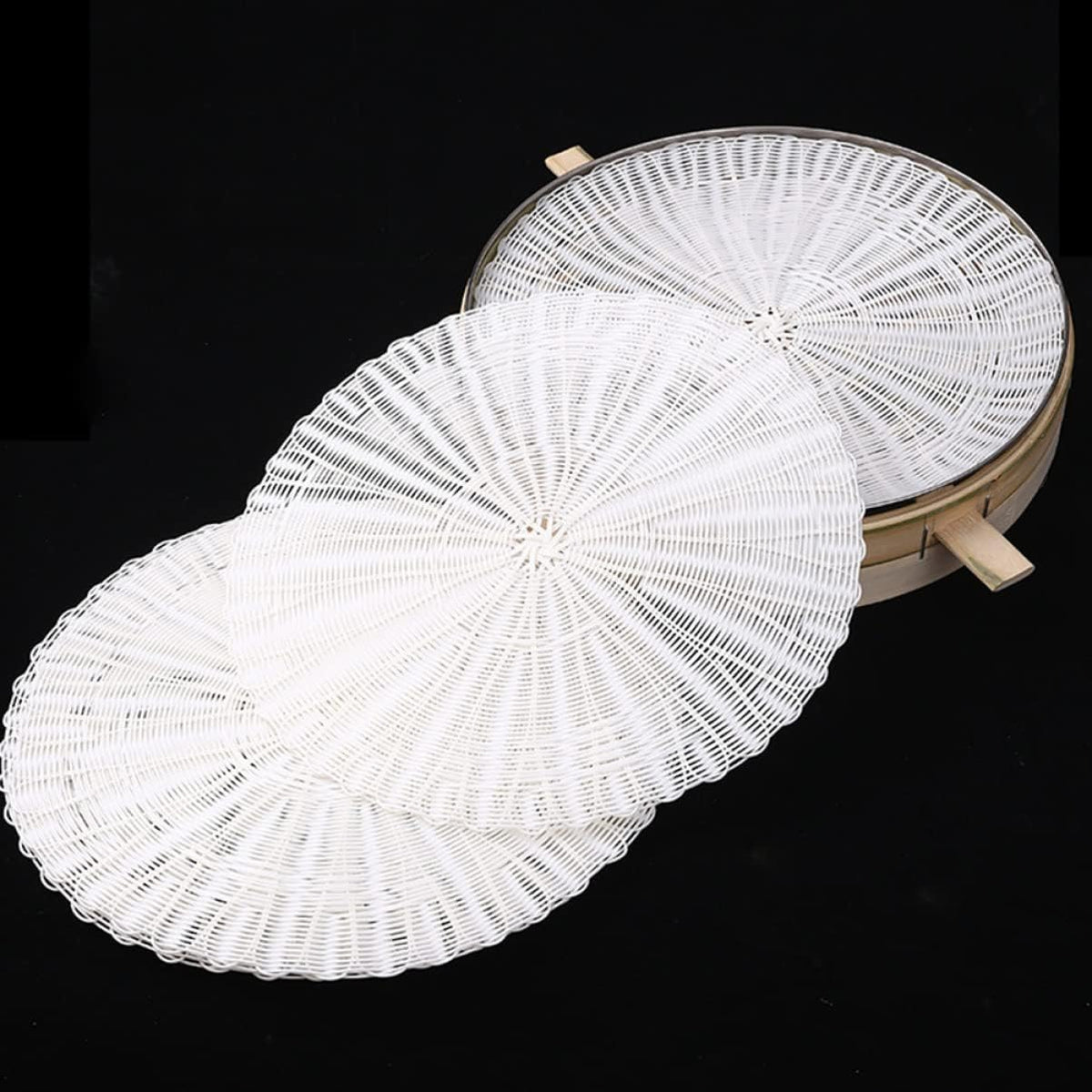 2Pcs round Silicone Steamer Mats, Pad for Steamed Bun, Non-stick, Reusable