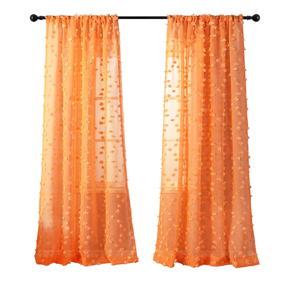 MYSKY HOME White Sheer Curtains 36 inch Length for Small Window,2 Panels