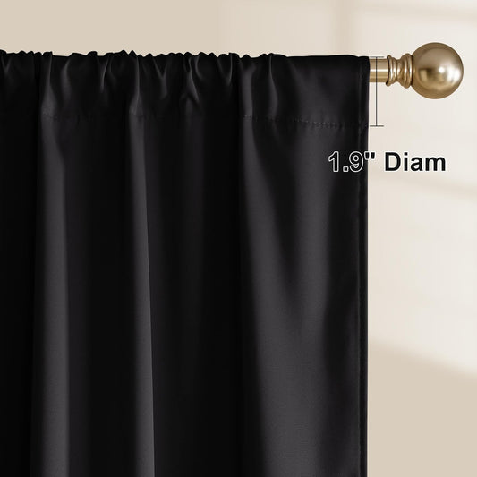 NICETOWN 100% Black Out Kitchen Curtains 36 Inch Length, W52xL36, 2 Panels