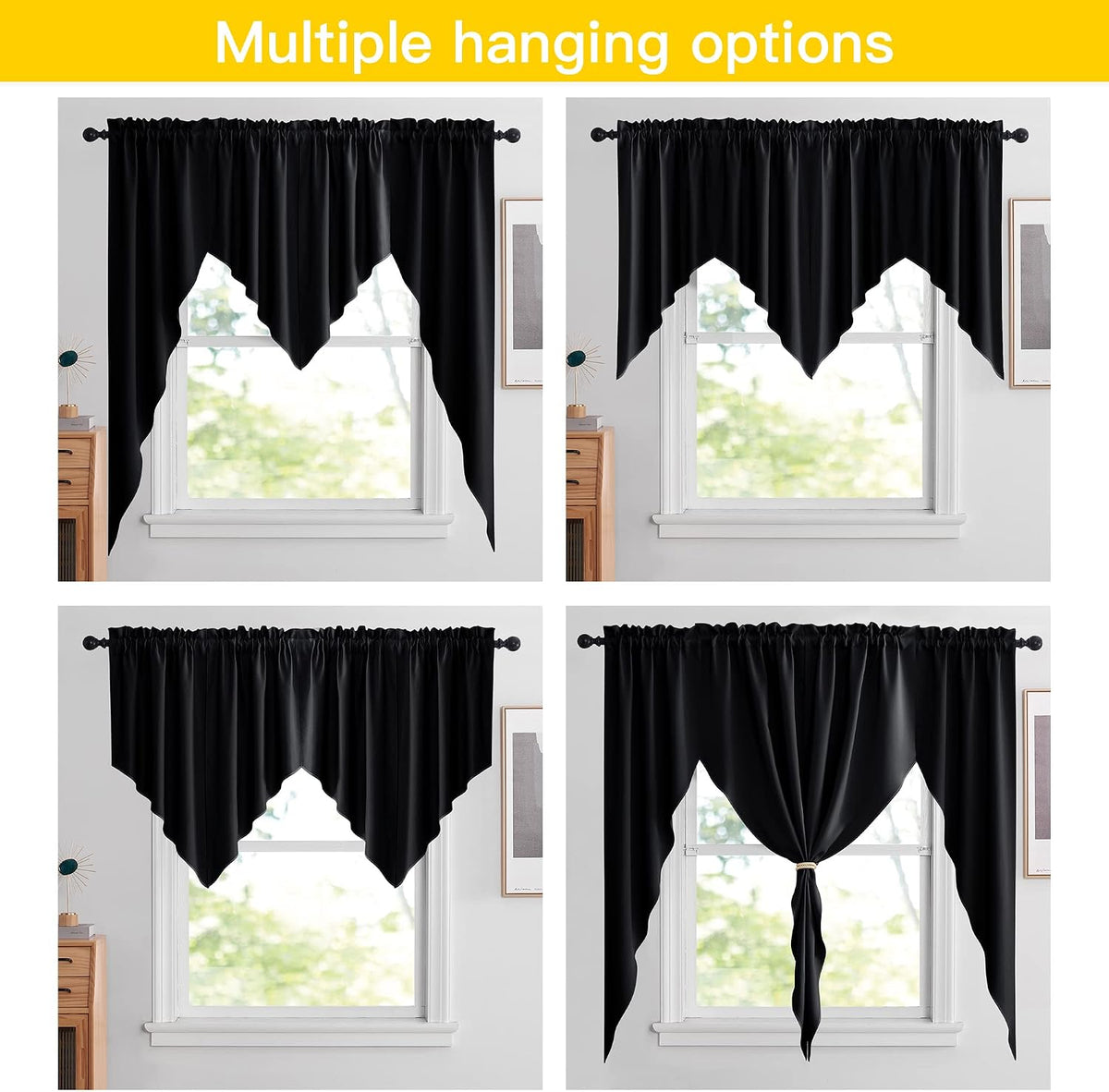 NICETOWN Burgundy Swag Curtains for Kitchen Over Sink 36 x 63 inches Long