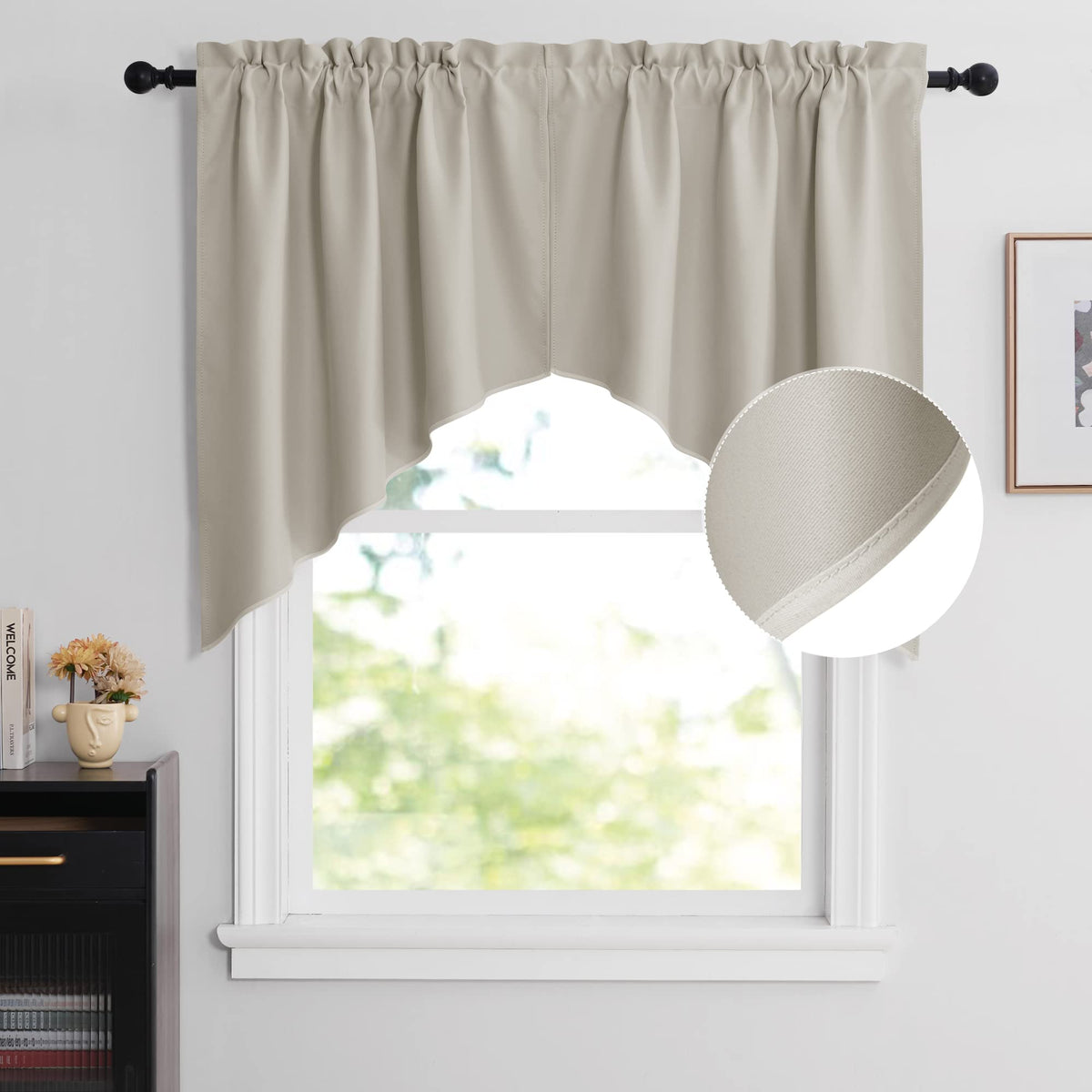 NICETOWN Burgundy Swag Curtains for Kitchen Over Sink 36 x 63 inches Long
