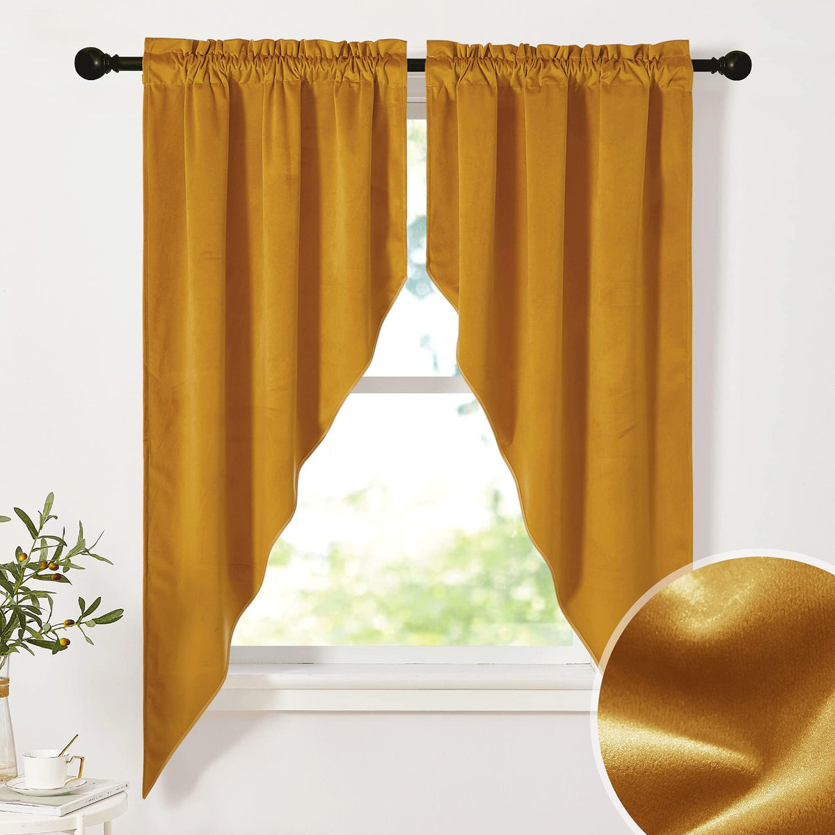NICETOWN Burgundy Swag Curtains for Kitchen Over Sink 36 x 63 inches Long