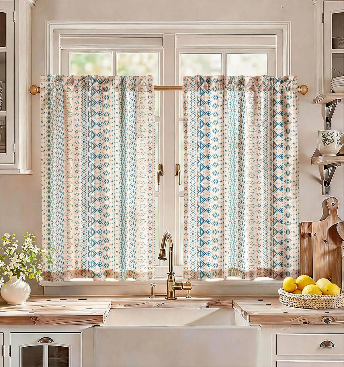 Miss Adola 36 Inch Length Kitchen Tier Curtains, Vintage Floral